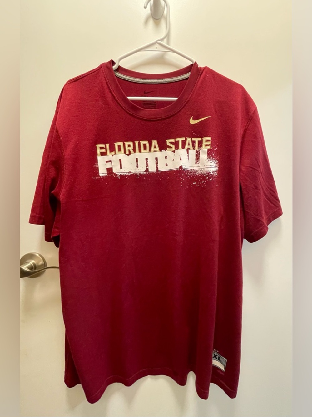 Nike Men's Florida State Football Short Sleeve Tee - Garnet with Gold Swoosh XL